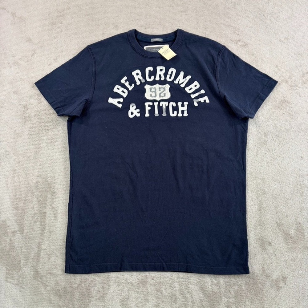 Vintage Y2K Abercrombie & Fitch Muscle Fit T-Shirt Navy Applique Logo Mens 2XL